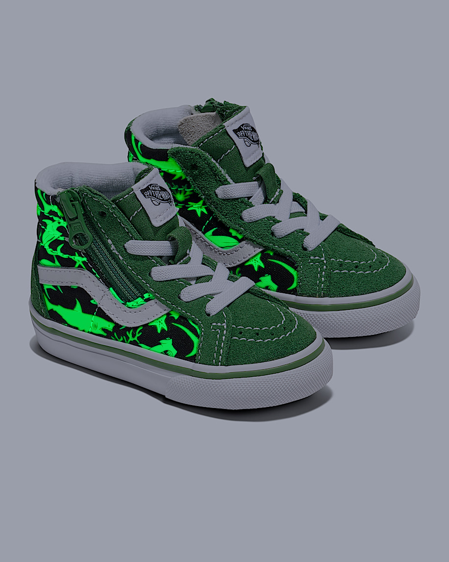 【保存版】 Toddler Sk8-Hi Reissue Side Zip Shark Shoe in Green / Black 靴