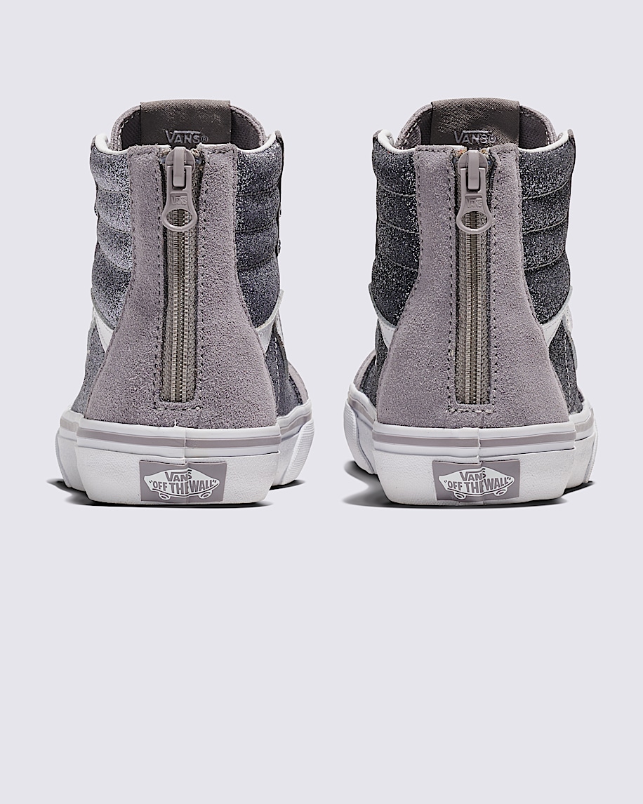 Big Kids Sk8-Hi Zip Glitter Shoe in Gunmetal Grey | Vans