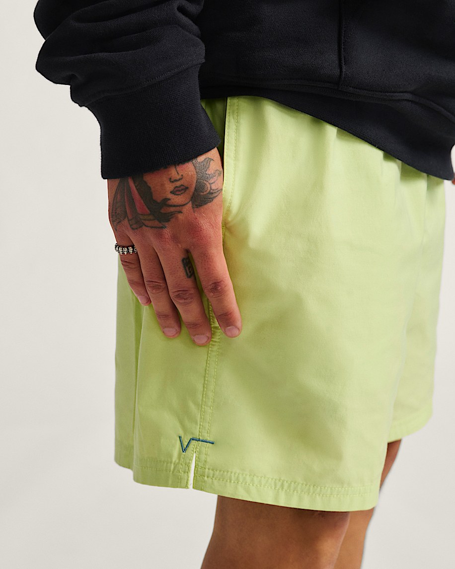 Primary Solid Elastic 17'' Boardshorts in Shadow Lime Green