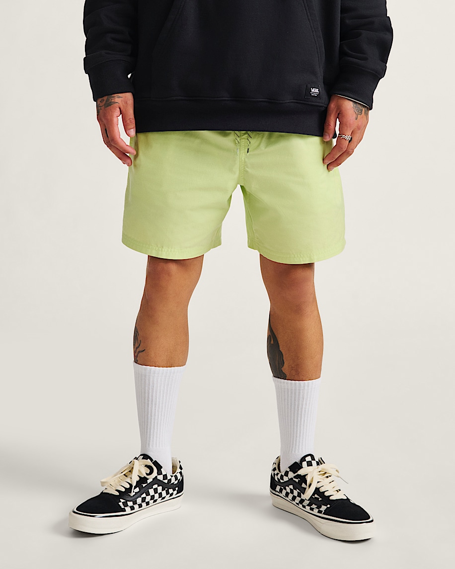 Primary Solid Elastic 17'' Boardshorts in Shadow Lime Green