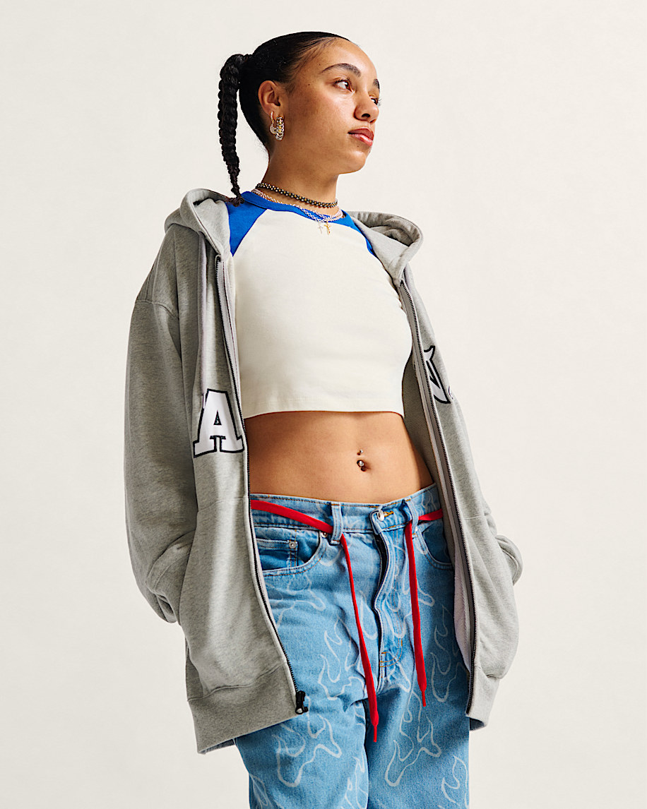 Split Full Zip Hoodie in Heather Grey | Vans Split Full Zip Hoodie in Heather Grey | Vans
