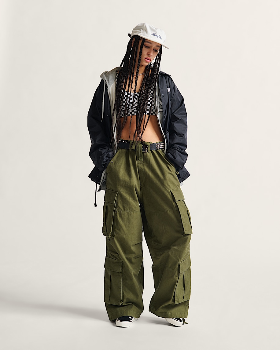 Premium Baggy Cargo Pants in Grape Leaf Green | Vans
