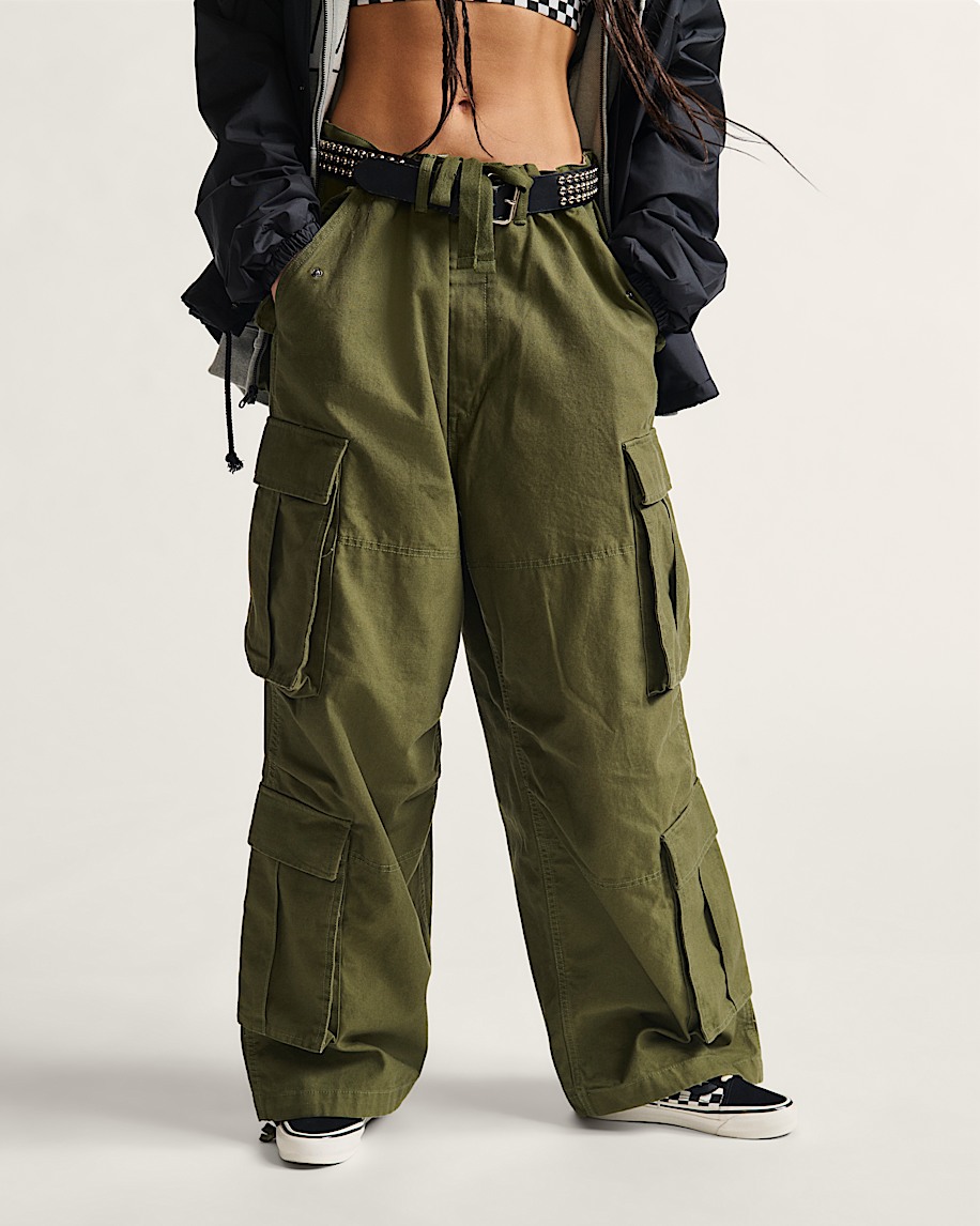 Premium Baggy Cargo Pants in Grape Leaf Green | Vans
