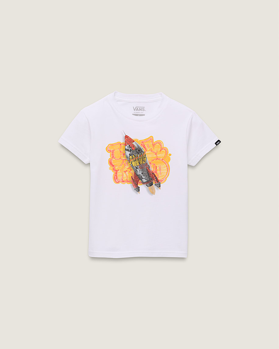 Little Kids Grafitti Rocket T-Shirt in White | Vans