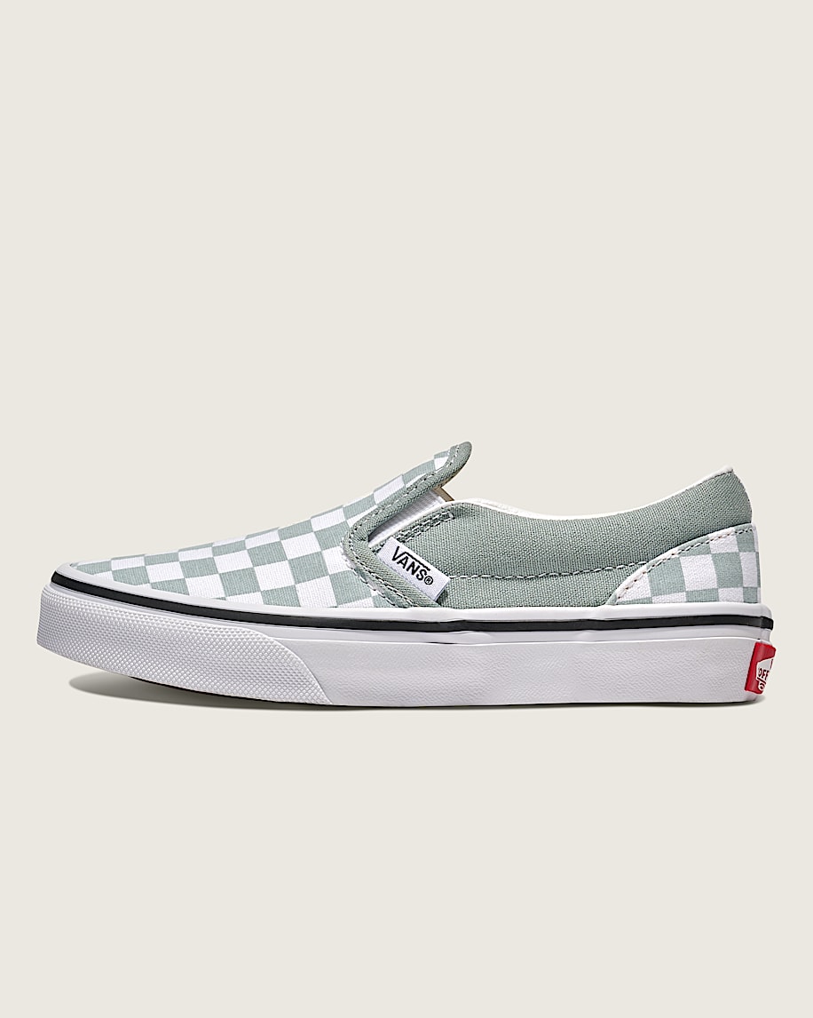 Little Kids Classic Slip-On Checkerboard Shoe in Pure Grey Little Kids Classic Slip-On Checkerboard Shoe in Pure Grey
