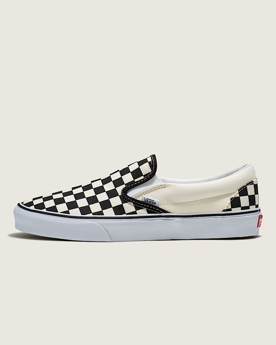 Classic Slip-On Checkerboard Wide Shoe in Black / Classic