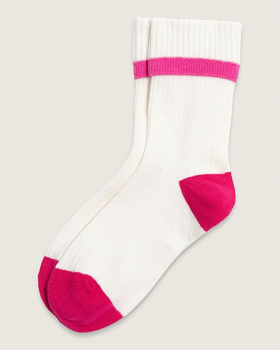 Cuff It Half Crew Socks in White / Pink | Vans Cuff It Half Crew Socks in White / Pink | Vans