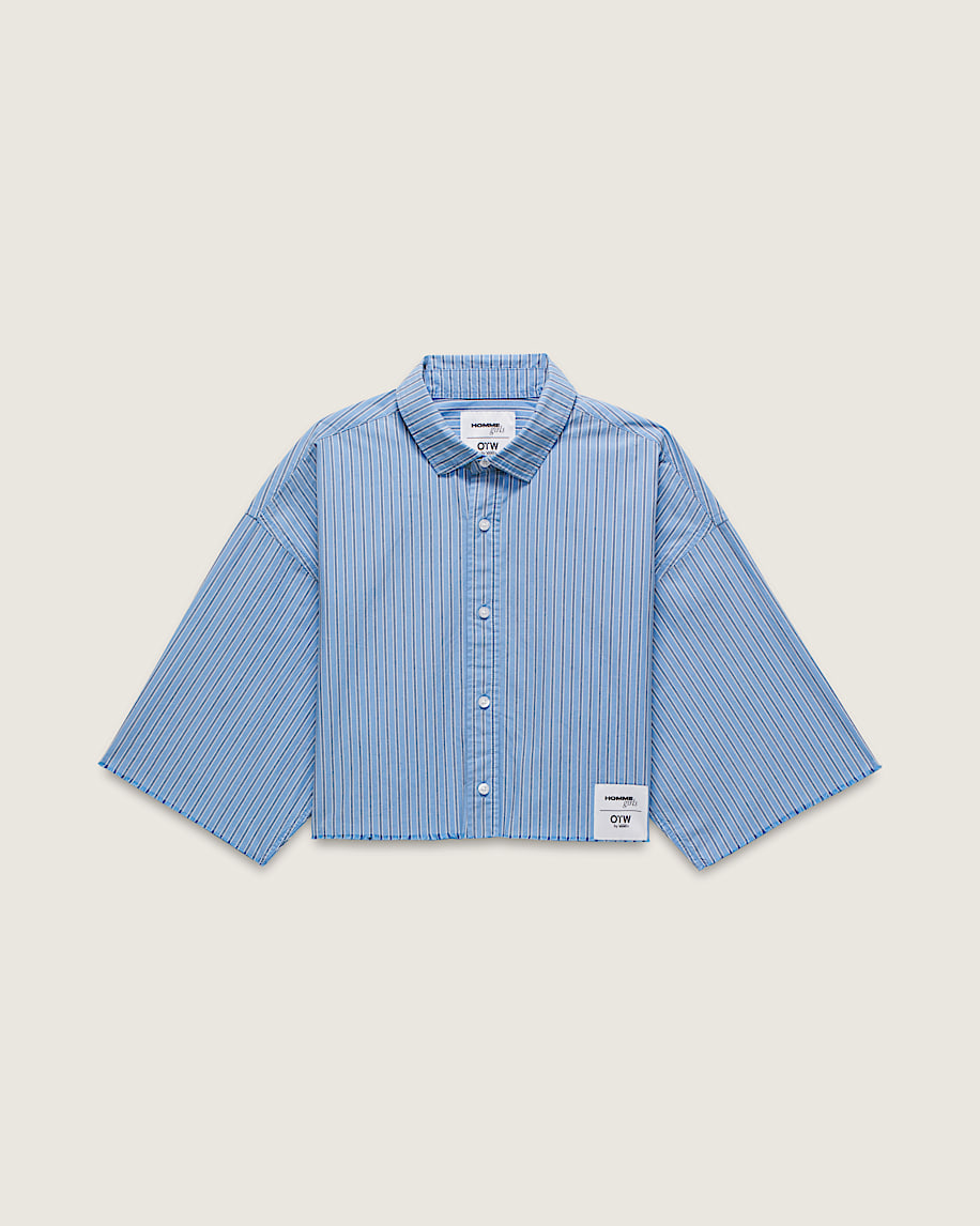 【COSYHARU】Monet check cropped shirt Chiko Check Crop Shirt, Blue