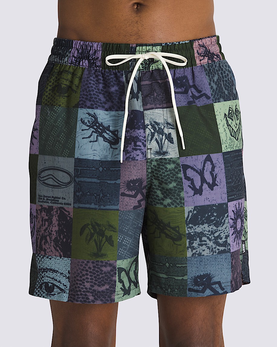 Primary Print Elastic 17'' Boardshorts in Blue / Green