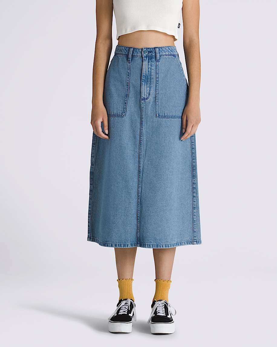Union Denim Carpenter Skirt in Stonewash Blue | Vans