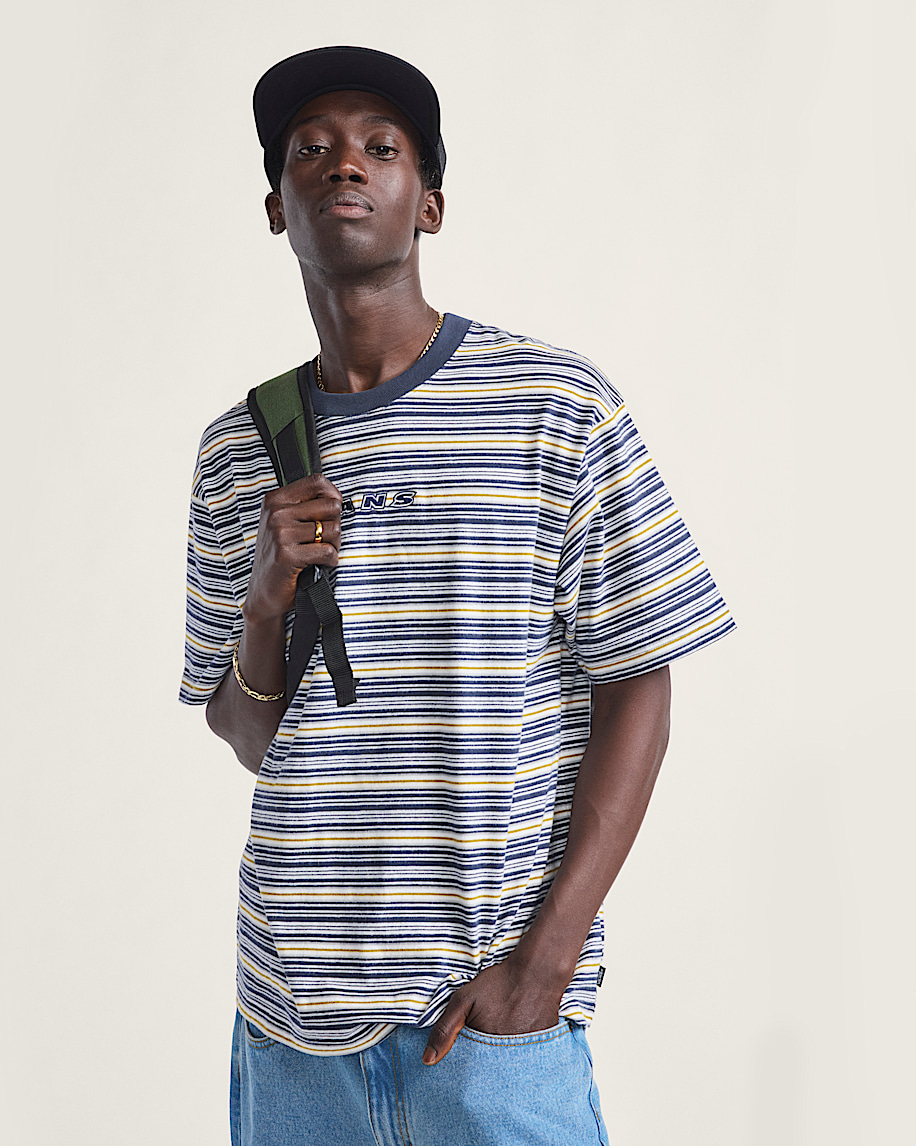 【PORTERNA】Shiman Stripe T-shirt Cameron Stripe Shirt in Marshmallow White | Vans