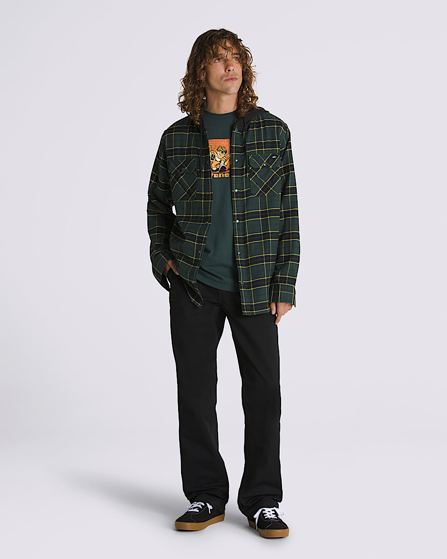 Parkway Hooded Long Sleeve Shirt in Green Gables / Black | Vans