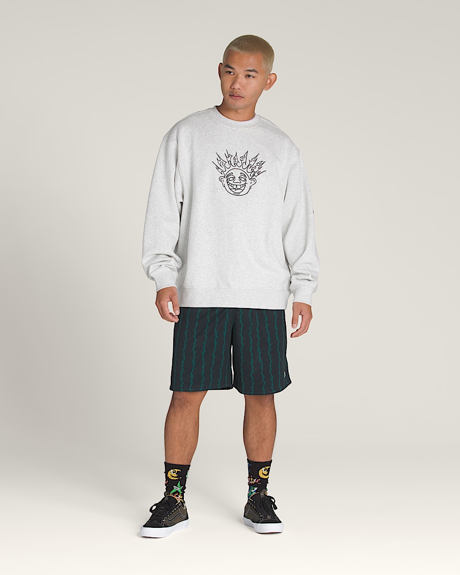 Skate Smile Spike Crew Sweatshirt in Heather Grey | Vans