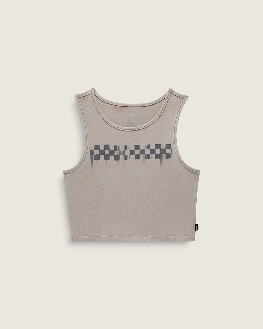 Checkerboard Fitted Crop Tank Top - 5