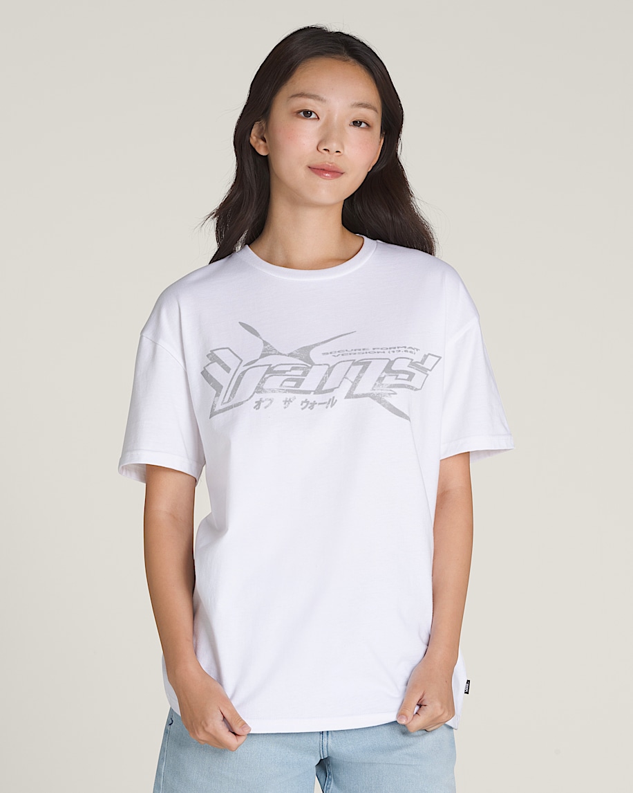 Tシャツ・カットソー RONRON VENTTER OVER FIT SHORT T SHIRT WHITE VV25BST1854WH BOSS - Cotton-jersey T-shirt with mirror-effect logo print