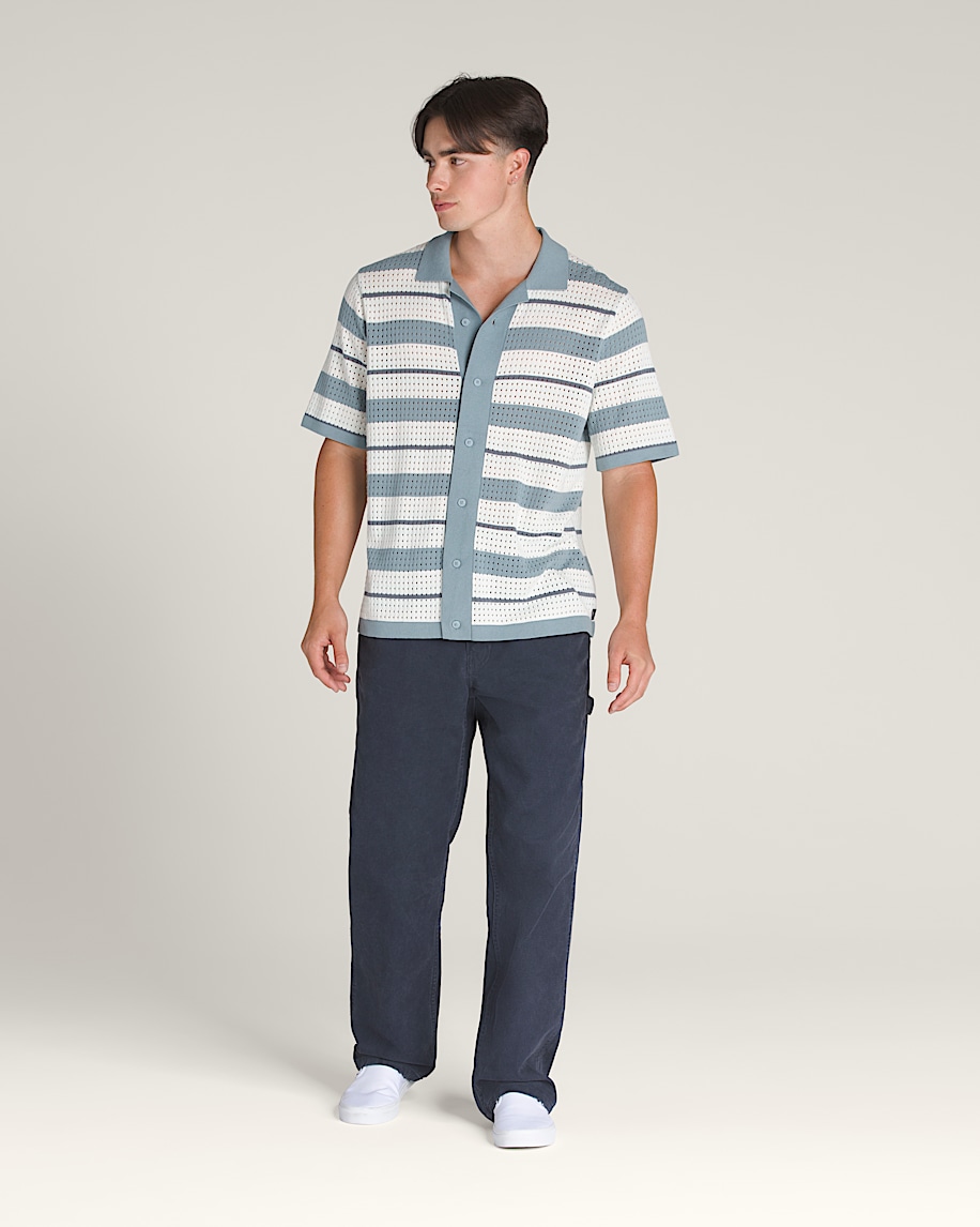 三村 Feldman Sweater Shirt in Citadel Blue / White | Vans