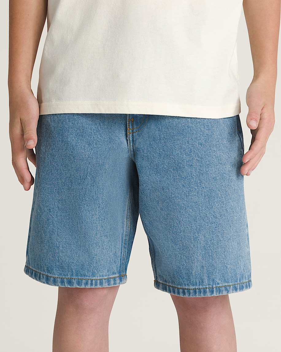 Kids Check-5 Baggy Denim Shorts in Stonewash Blue | Vans
