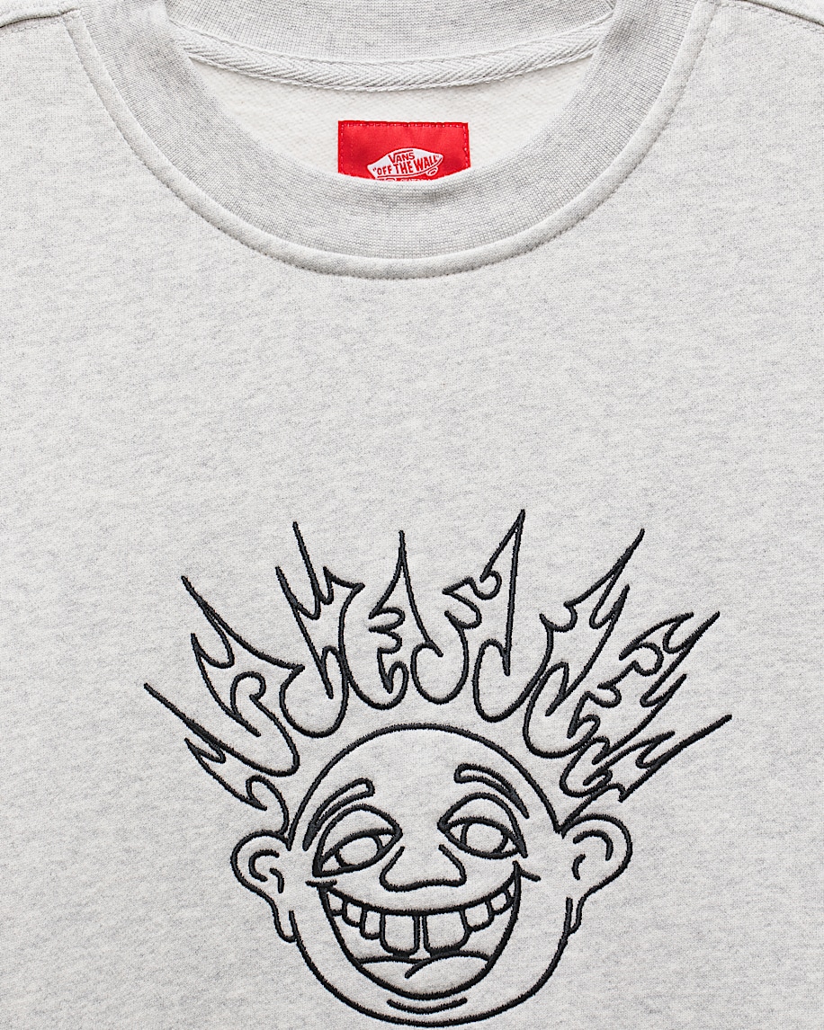 Skate Smile Spike Crew Sweatshirt in Heather Grey | Vans