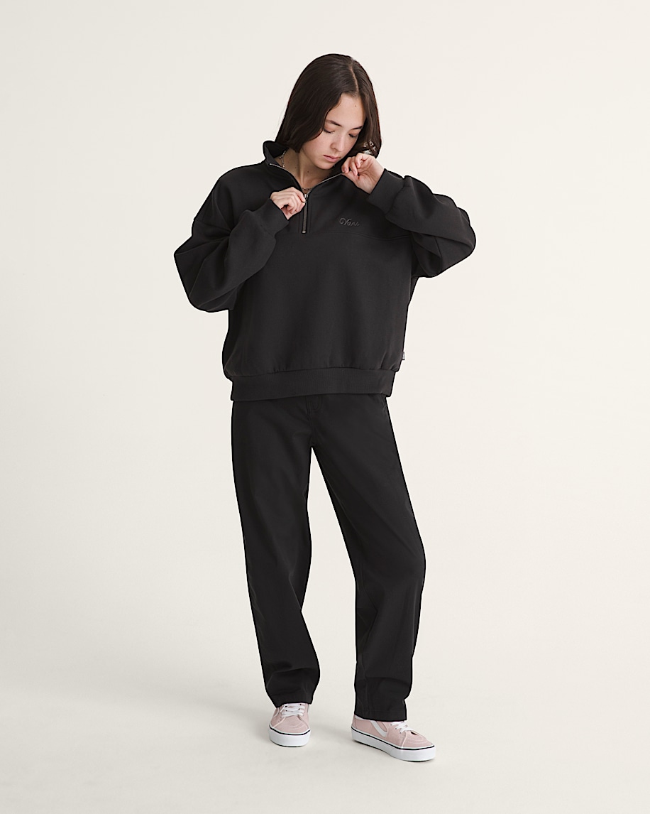 Script Logo Mock Neck Sweatshirt in Black | Vans