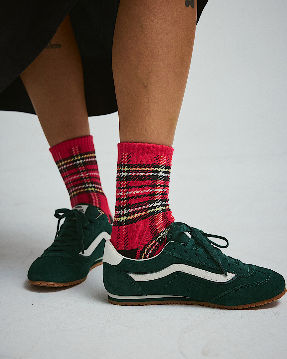 Drop V Plaid Half Crew Socks - 1
