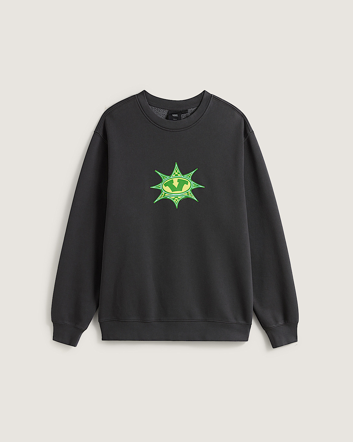 Stretch Logo Crew Sweatshirt en Black / White | Vans CA