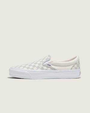Gold checkerboard slip on vans online