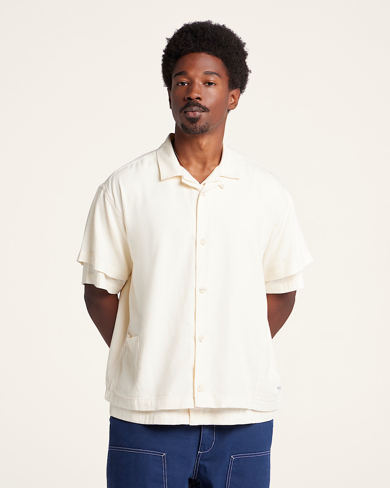 OTW Double Hem Short Sleeve Woven Shirt in Antique White Vans