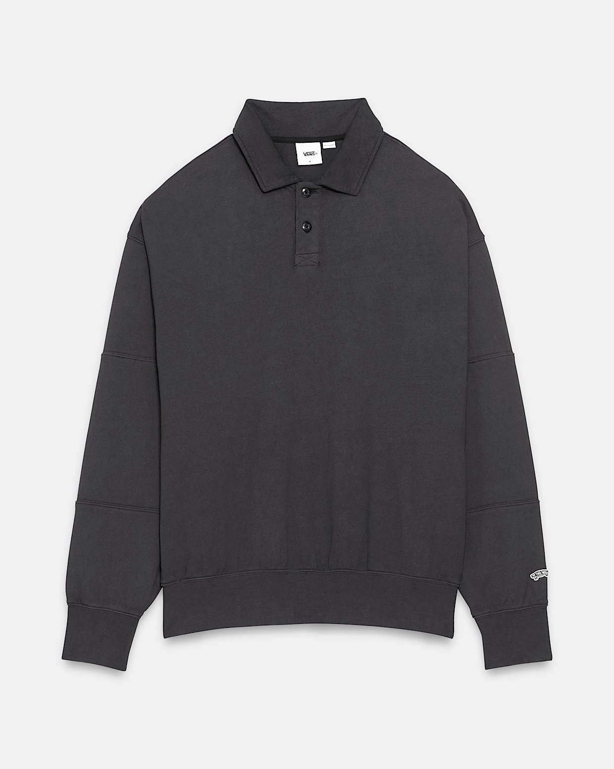 Premium Collared Long Sleeve Rugby Shirt in Black Vans