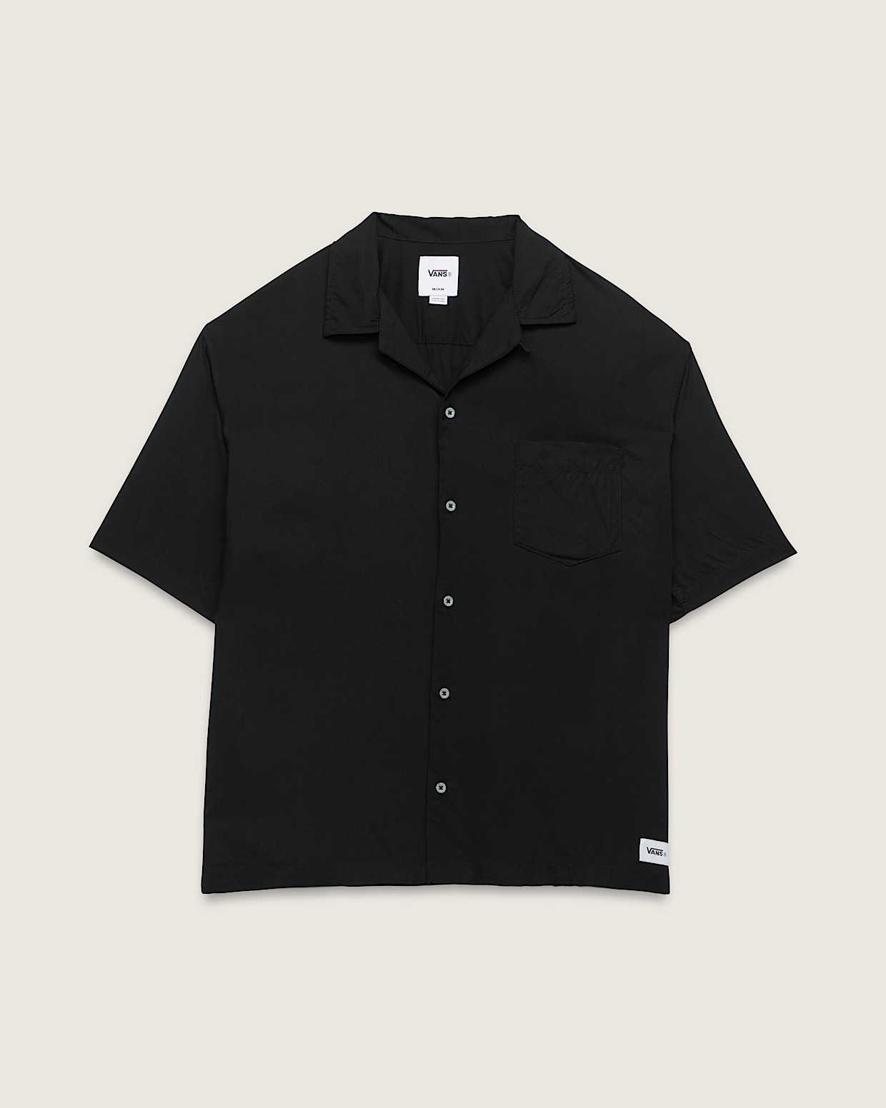 Premium Camp Collar Woven Short Sleeve Shirt in Creme Brulee Beige Vans