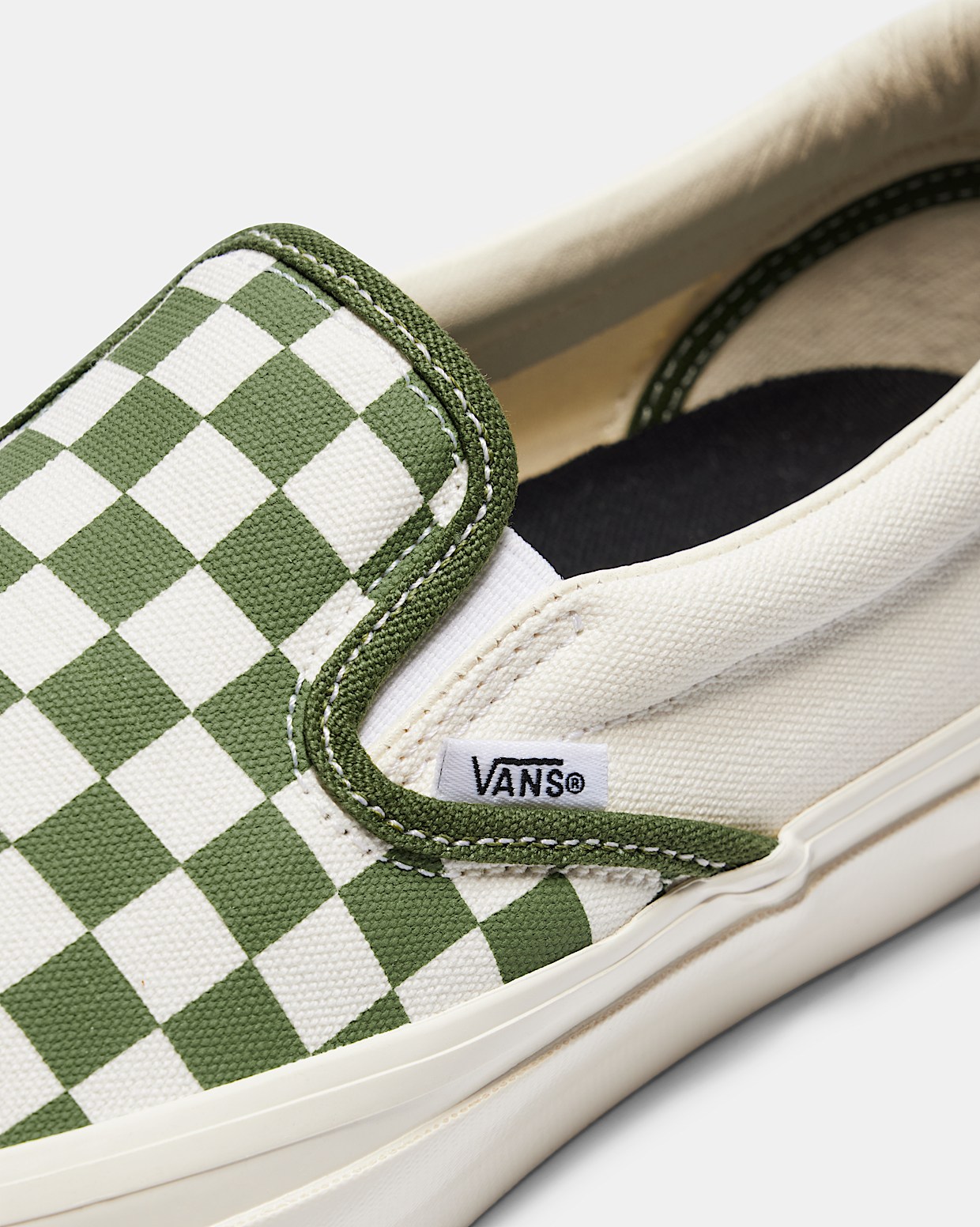 Olive green slip on vans sale