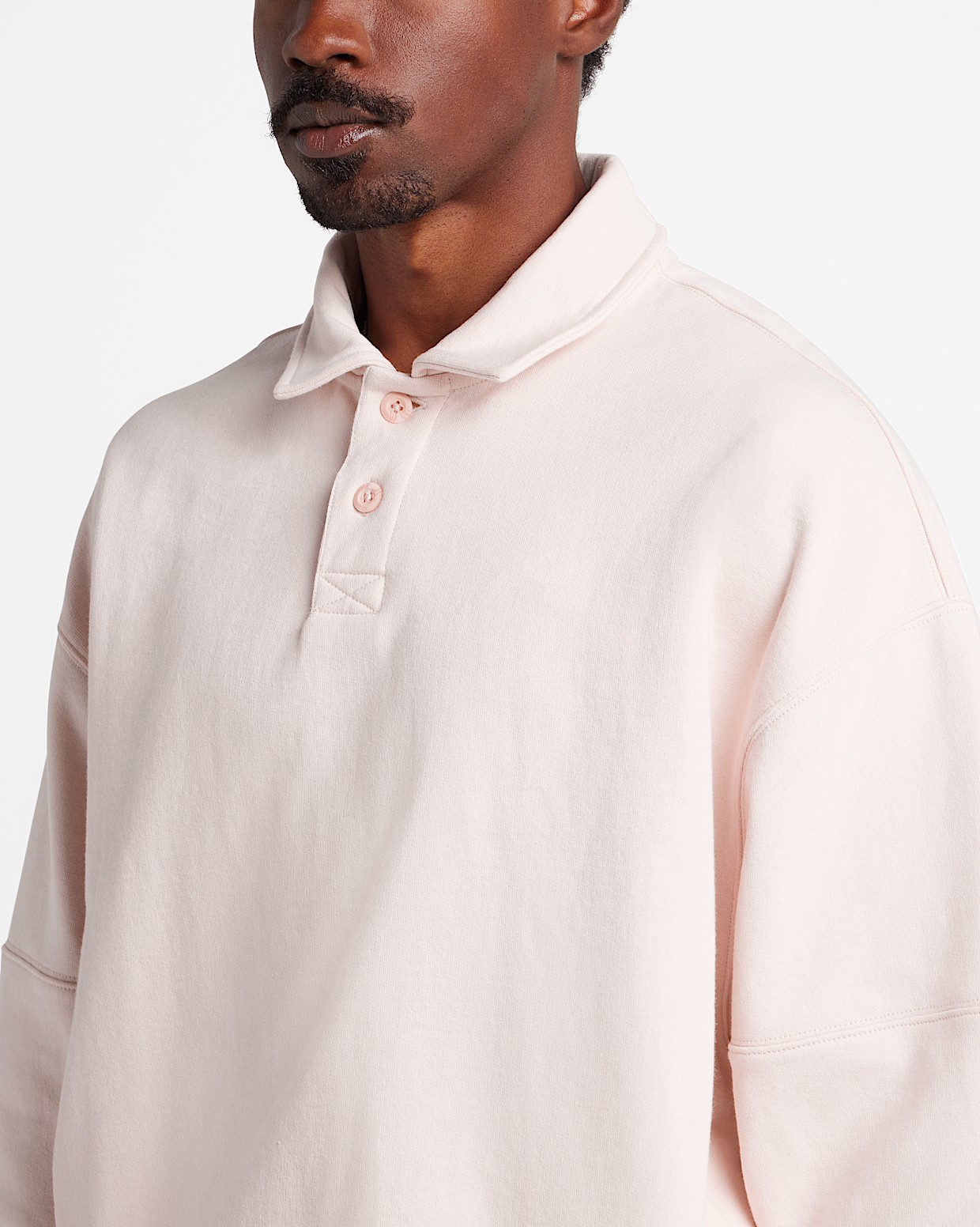 Premium Collared Long Sleeve Rugby Shirt in Peach Blush Vans