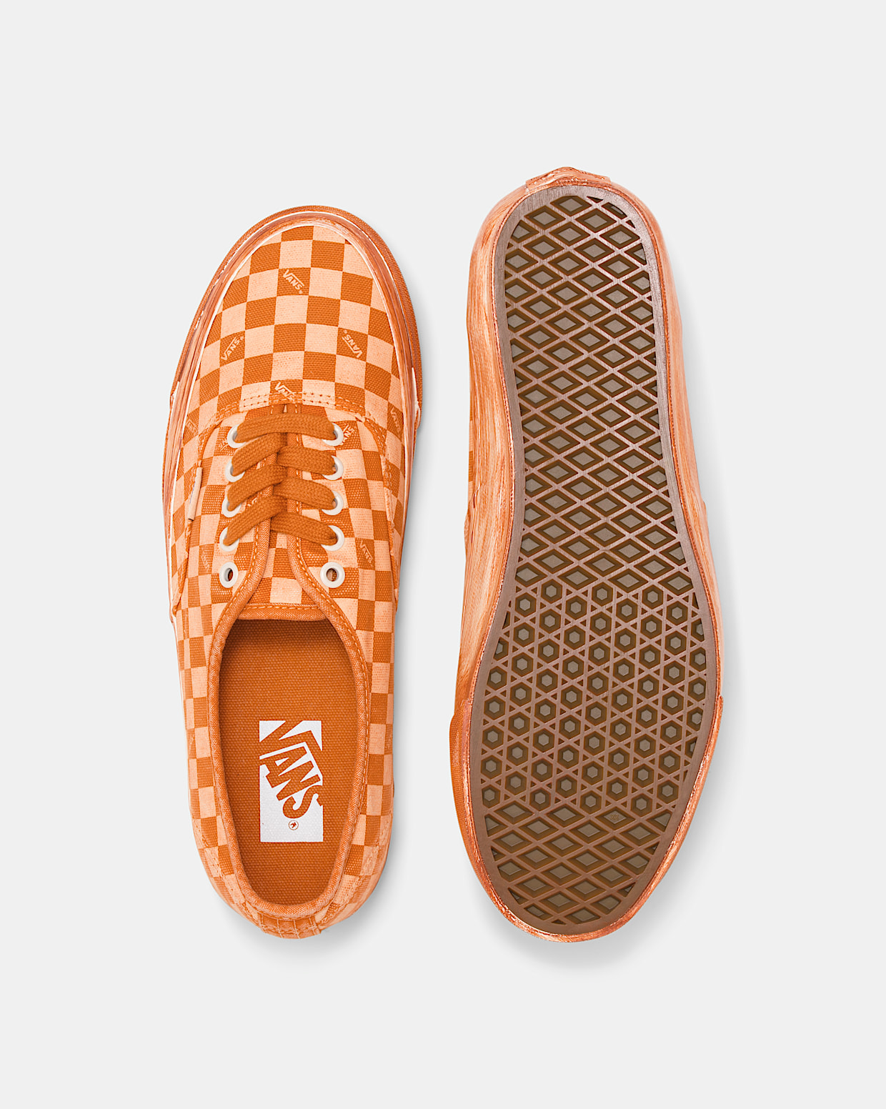 Premium Authentic 44 in Dip Dye Checkerboard Marmalade Orange Vans