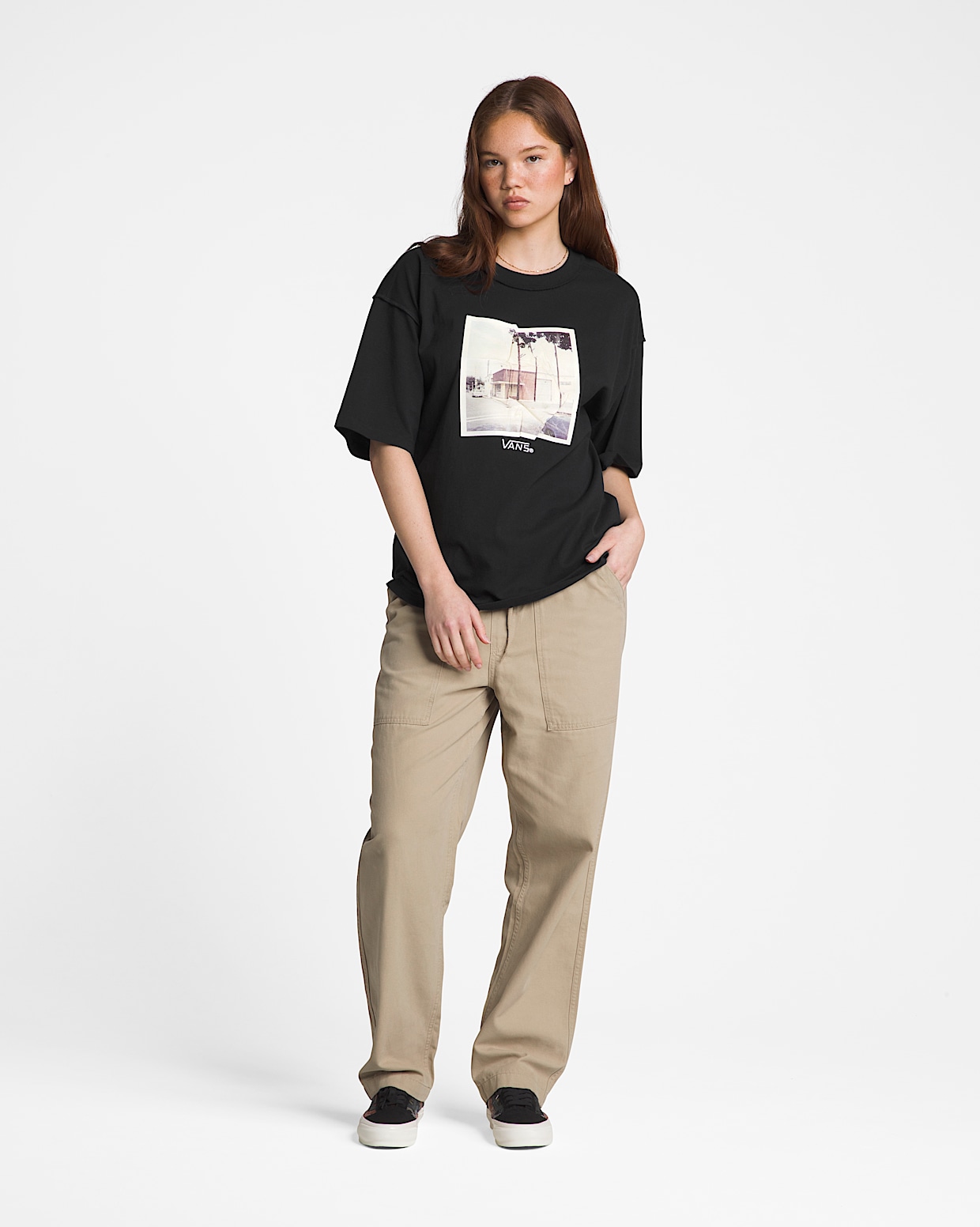 Premium Broadway Short Sleeve T Shirt in Black Vans