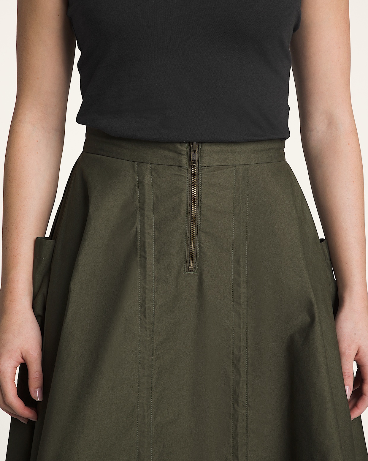 Premium A Line Ruched Skirt in Grape Leaf Green Vans