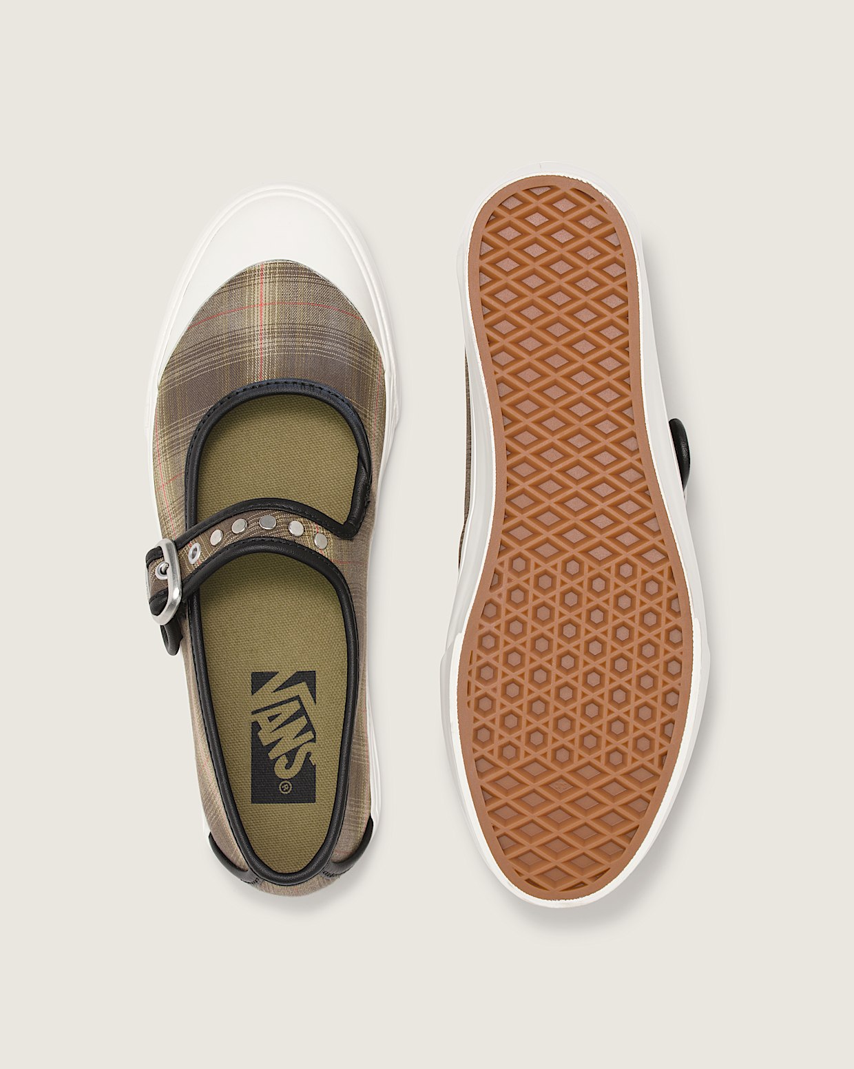Premium Mary Jane Lo Pro in Prep Plaid Olive Green Vans
